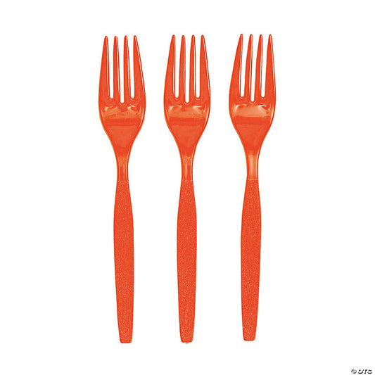 6 1/2" Bulk 50 Ct. Orange Disposable Plastic Forks | USA Decoration®