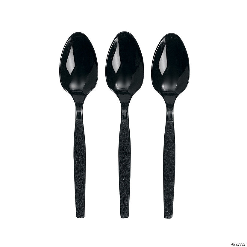 Bulk 50 Ct. Black Plastic Spoons | USA Decoration®