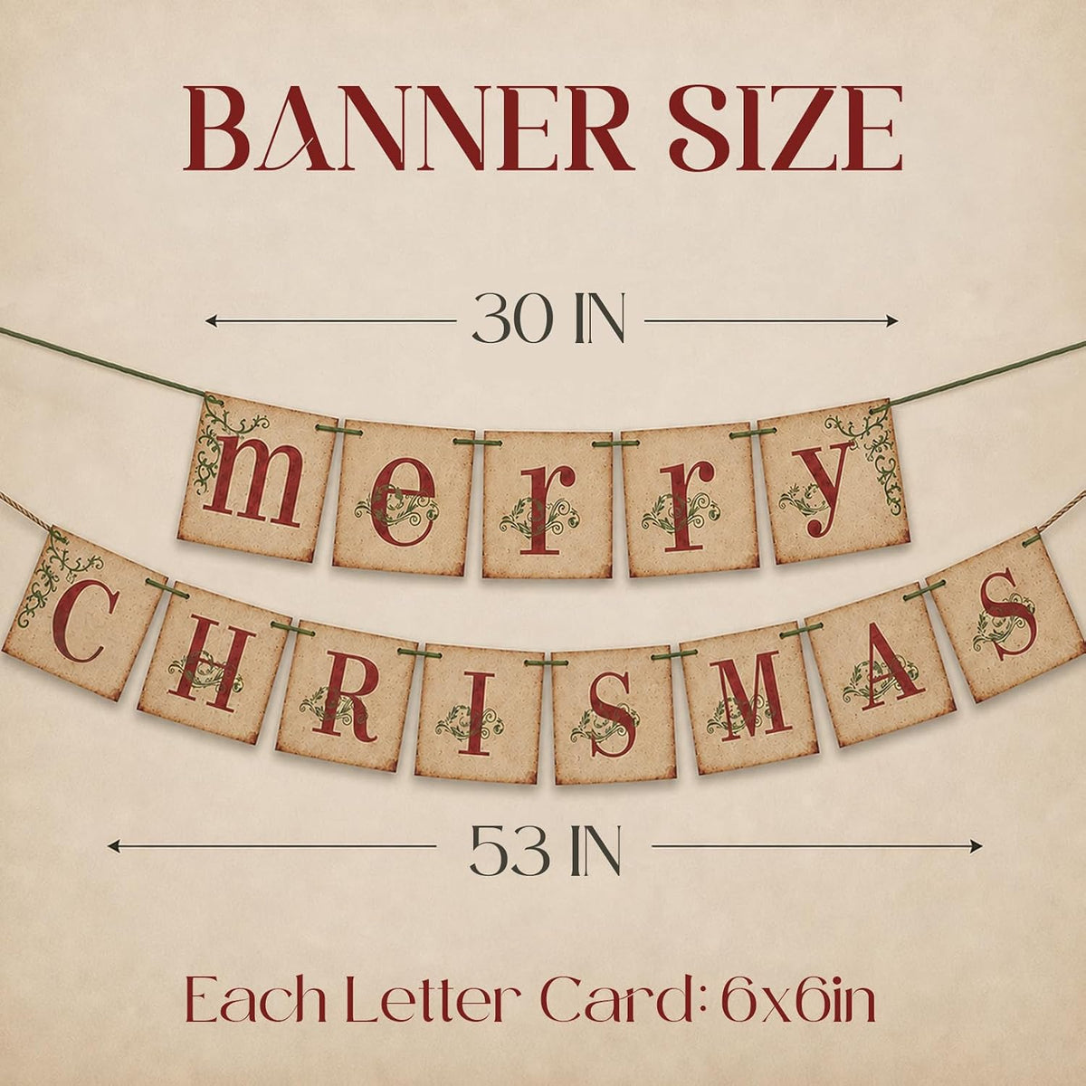 Christmas Decorations - Vintage Merry Christmas Banner for Home Decor