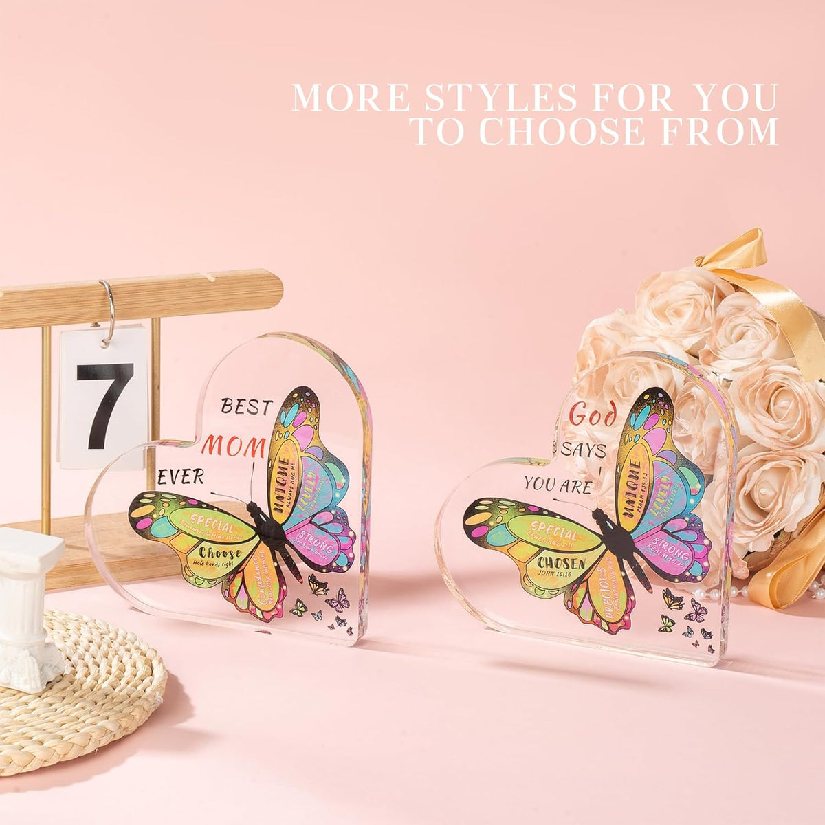 Gifts for Mom from Daughter Son,Butterfly Desk Decorations Best Mom Everï¼ŒMother Birthday Present for Mom Christmas Anniversary and Mothers Day Gifts (5.9 x 5.9 x 0.6inï¼‰