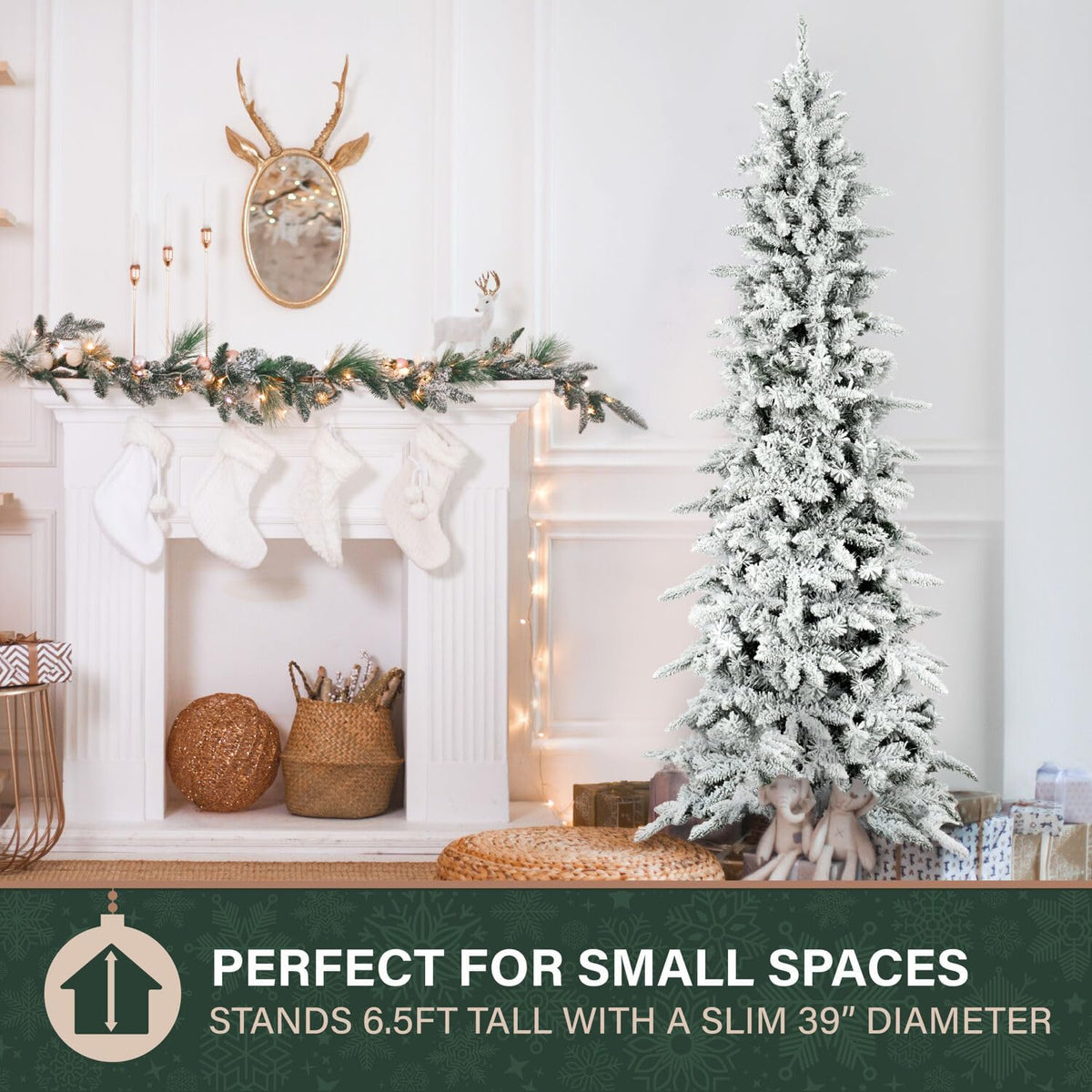Fraser Hill Farm 6.5-Ft Slim Mountain Pine Christmas Tree with Stand