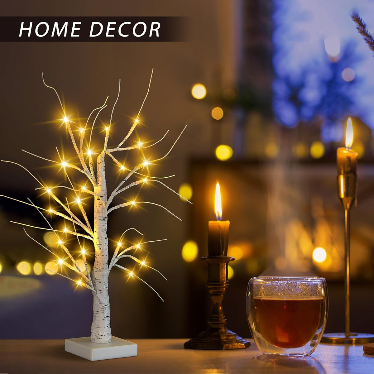 Retisee 4 Pieces Money Tree Gift Card Holder with 12 Clips & 24 LED Lighted Tips 2 FT White Birch Money Tree for Cash Memo Photo Picture Tabletop Display Christmas Birthday Party Wedding Gifts