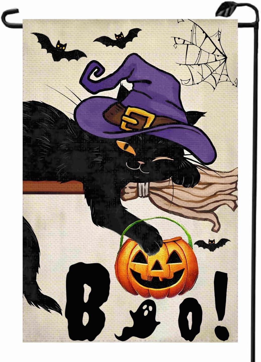 12×18 in Double-Sided Halloween Flag Cat in Witch Hat Yard Décor | USA Decoration®
