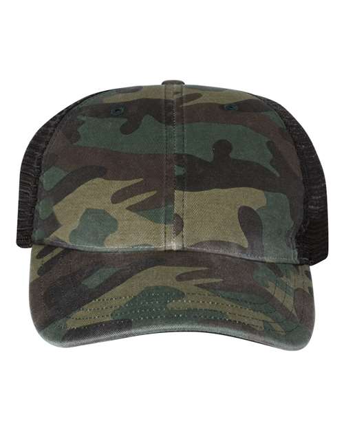 Garment Washed Printed Trucker Cap | USA Decoration