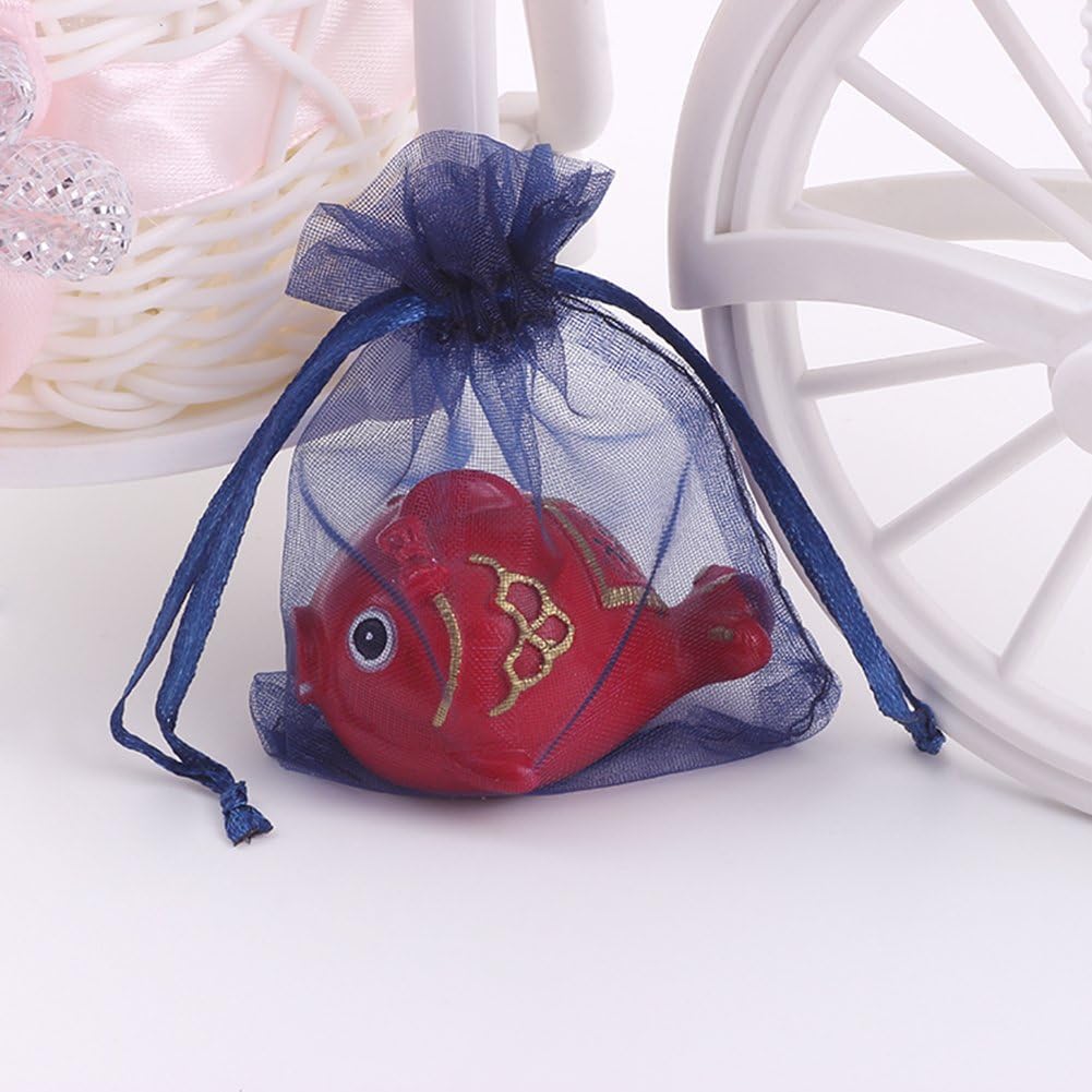 Wudygirl 100 PCS Organza Bags 4"x6" Gift Bags with Drawstring Navy Blue