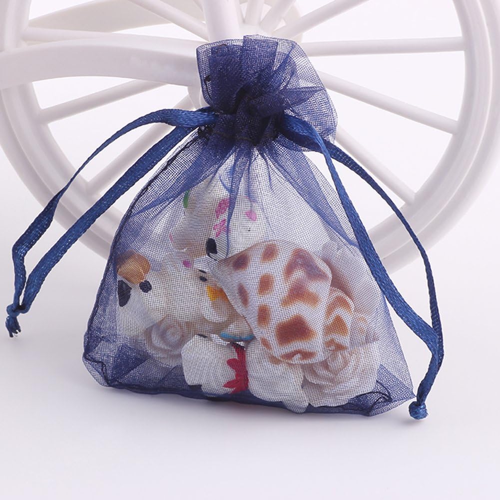Wudygirl 100 PCS Organza Bags 4"x6" Gift Bags with Drawstring Navy Blue