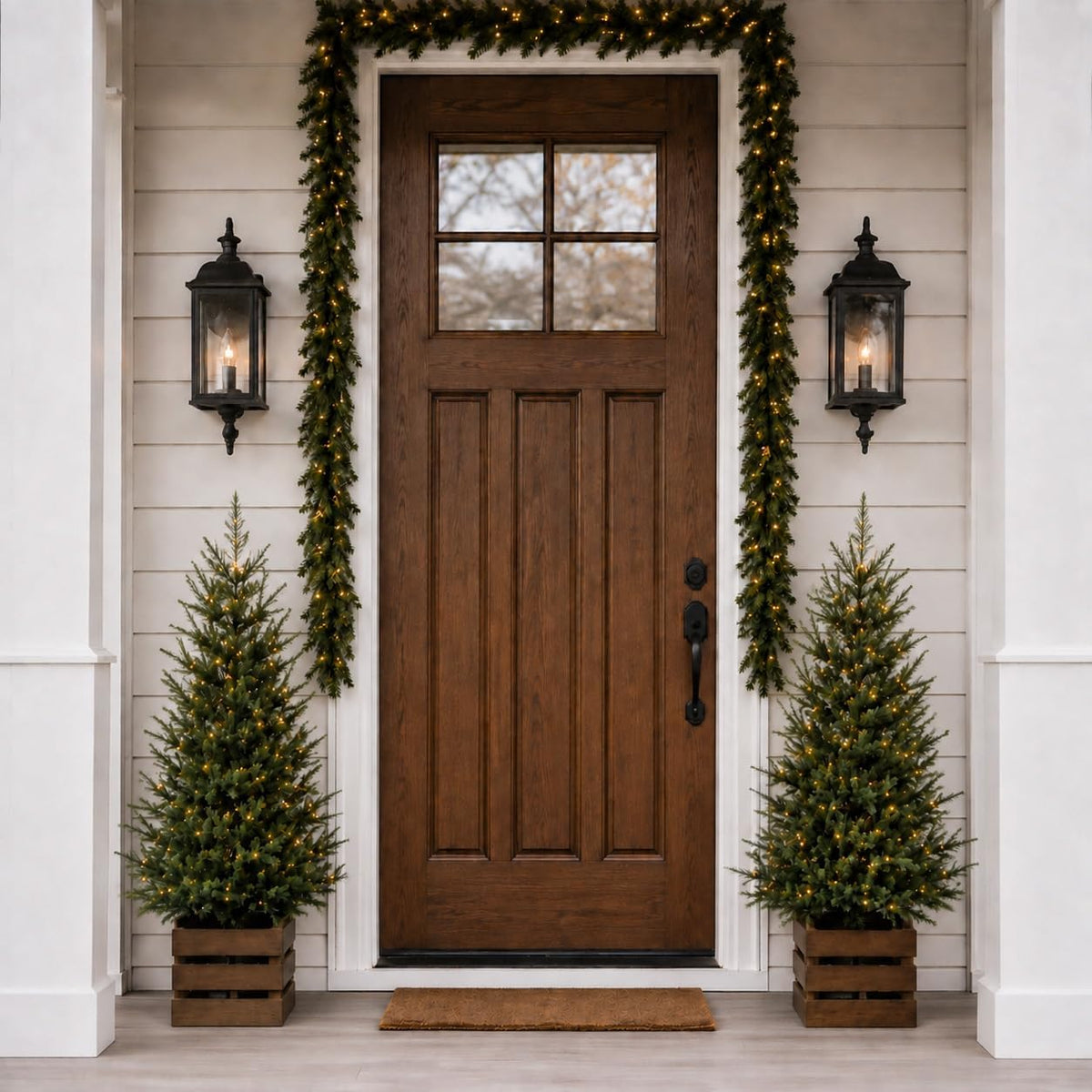 COLLECTIVE HOME 2 Pack Pre-Lit 4 FT Christmas Trees, 70 Lights, 8 Functions
