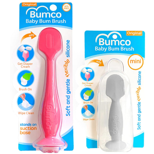 Bumco Baby Bum Brush + Mini Diaper Cream Spatula with Case BPA-Free Soft Silicone Applicator for Mess-Free Diaper Cream Application Mom-Invented Baby Diaper Bag Essential