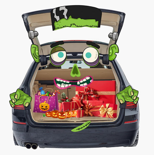 ADBWIQUE Halloween Trunk-or-Treat Car Kit Monster Face & Stickers for SUV / Garage Decor | USA Decoration®