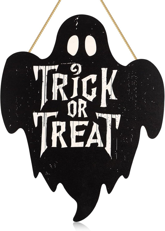 Halloween Ghost Door Sign Wooden Hanging Decoration | USA Decoration®