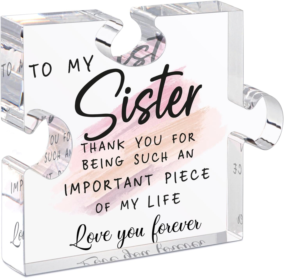 LukieJac Sister Gifts from Sister - Unique Sister Birthday Acrylic Puzzle-Shaped Plaque Desk Decorations Present for Big Sister Mothers Day Christmas Wedding from Sister Brother