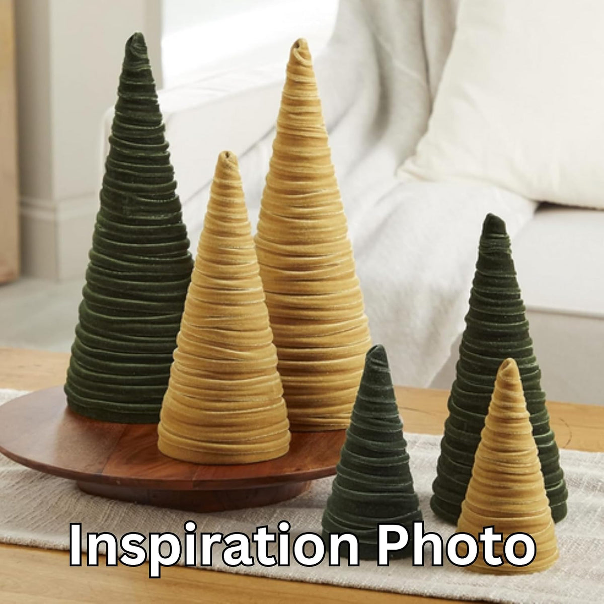 Gold Velvet Trees, Set of 3, Gold