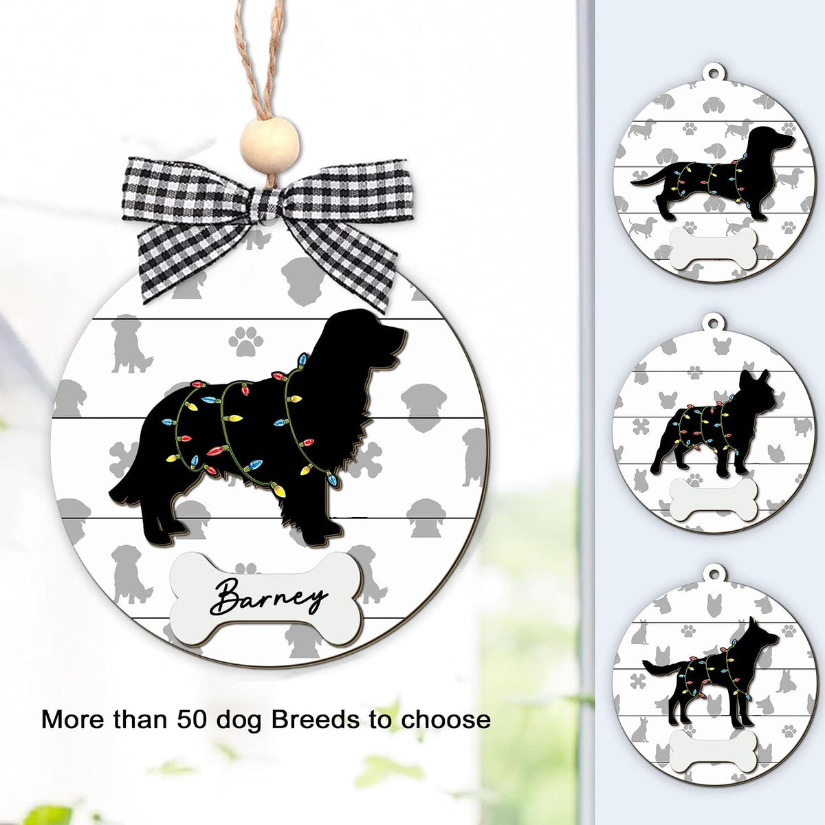 Poodle Christmas Ornament 2024: Black Standard Poodle Decorations for Christmas Tree, Gift for Dog Lovers