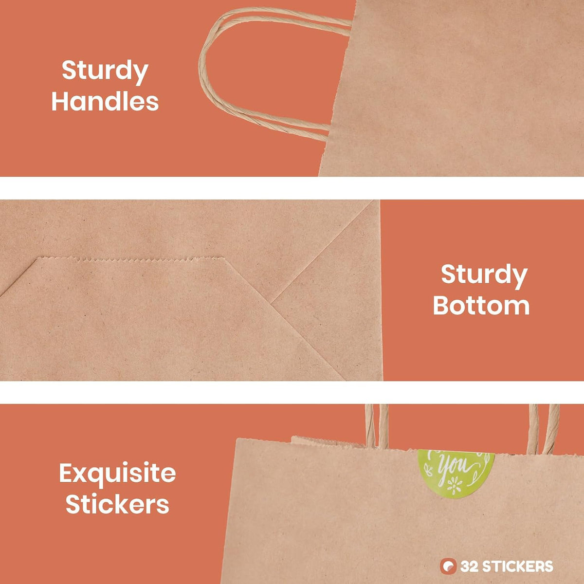 Parmedu Small Paper Gift Bags with Handles, 6 Colors, 30 Pack