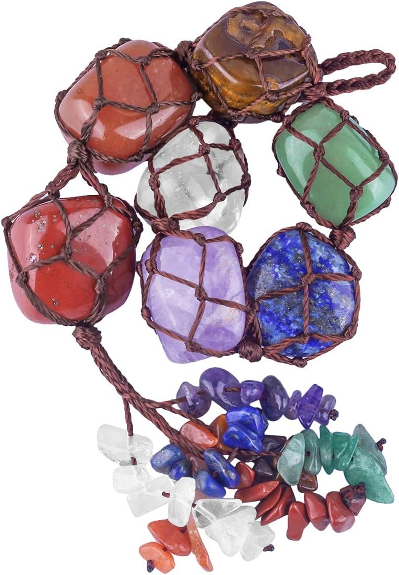rockcloud 7 Chakra Stones Wire Wrapped Life Tree Crystal Hanging Ornament