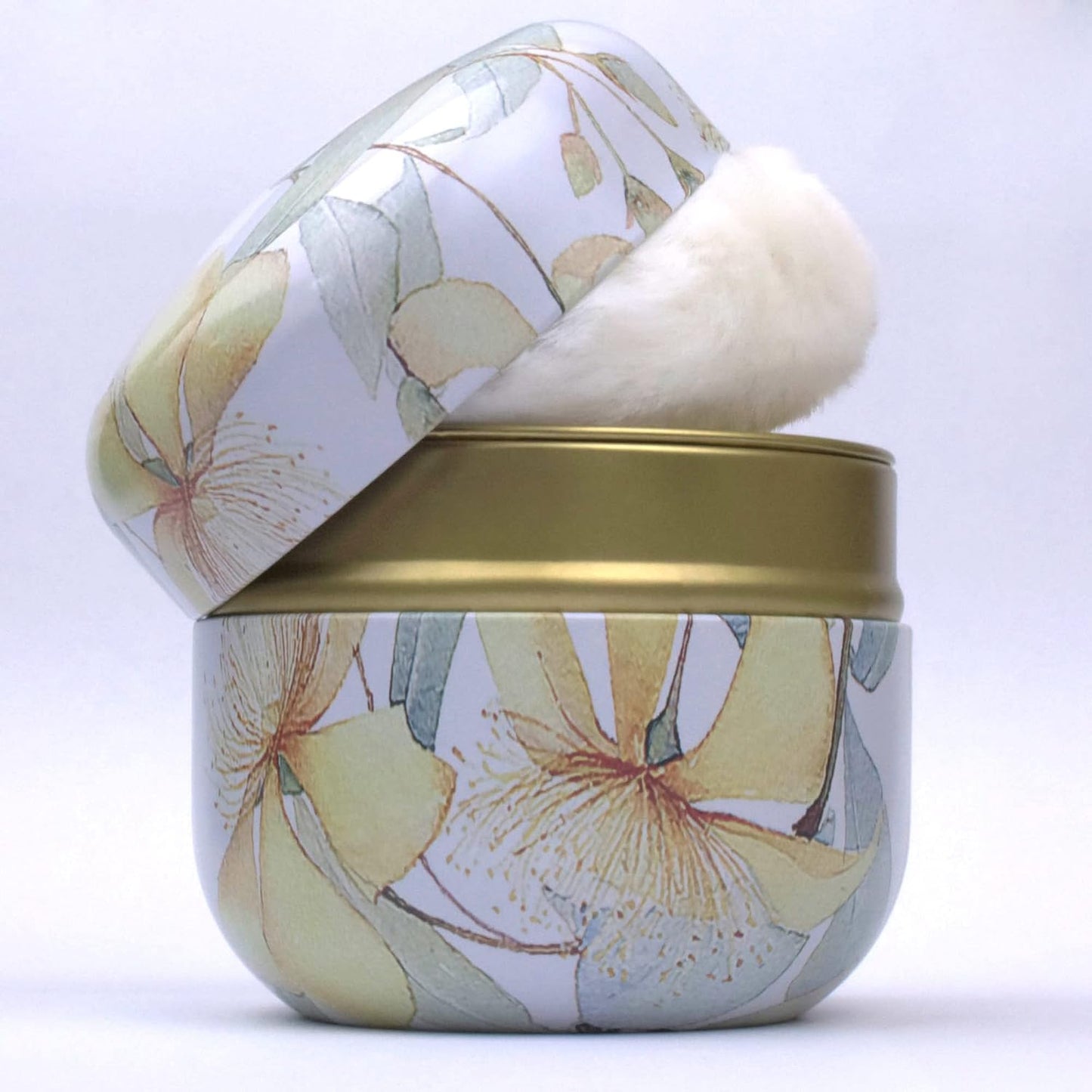 Powder Case with Puff for Baby and Mom Body Dusting Container in Golden Flower Design