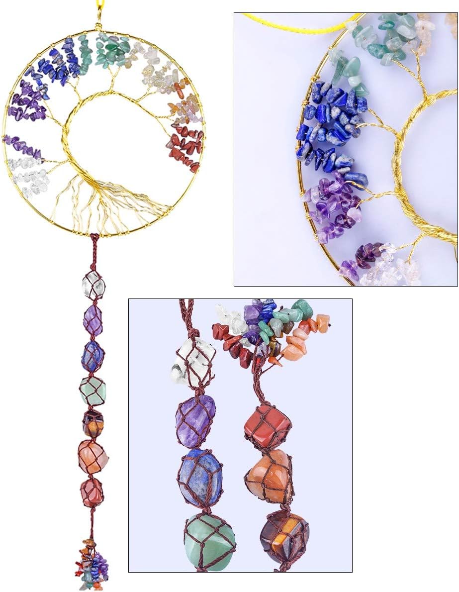 rockcloud 7 Chakra Stones Wire Wrapped Life Tree Crystal Hanging Ornament