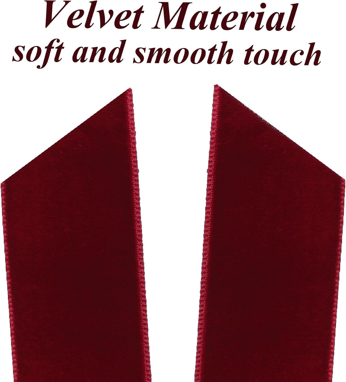 12Pcs Burgundy Velvet Ribbon Bows Christmas Tree Decorations,5in x 10in Xmas Ornaments for Tree Home Party Front Door Wreath Garland Holiday Decor