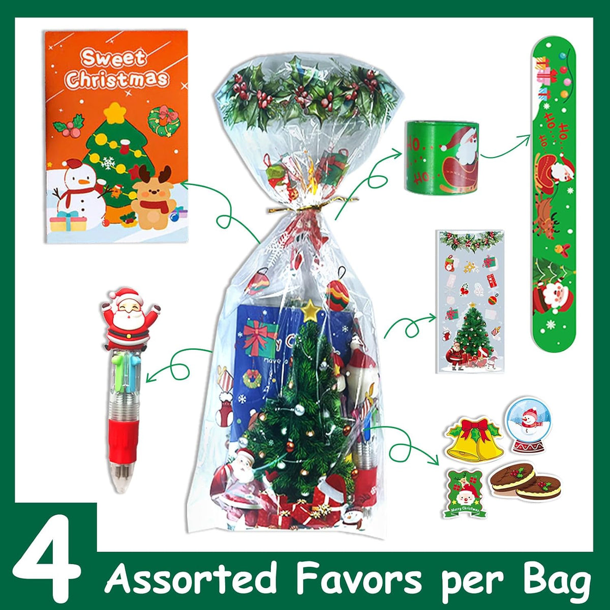 Christmas School Stationery Party Favors, 24 Pack Christmas Classroom Gifts