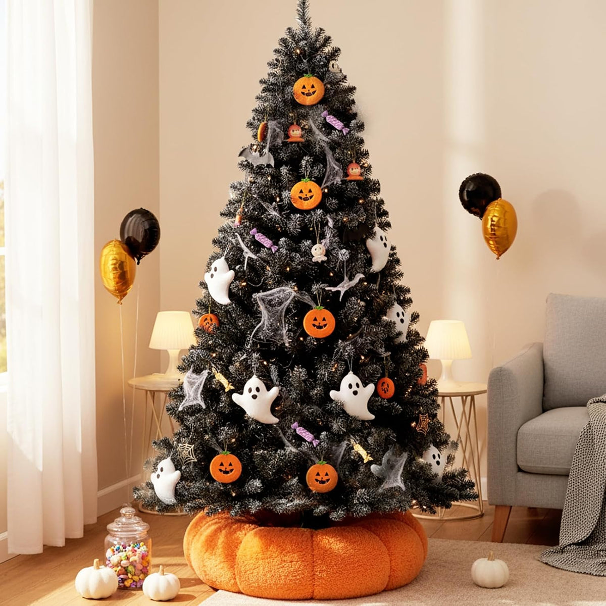 6FT Artificial Black Halloween Christmas Tree