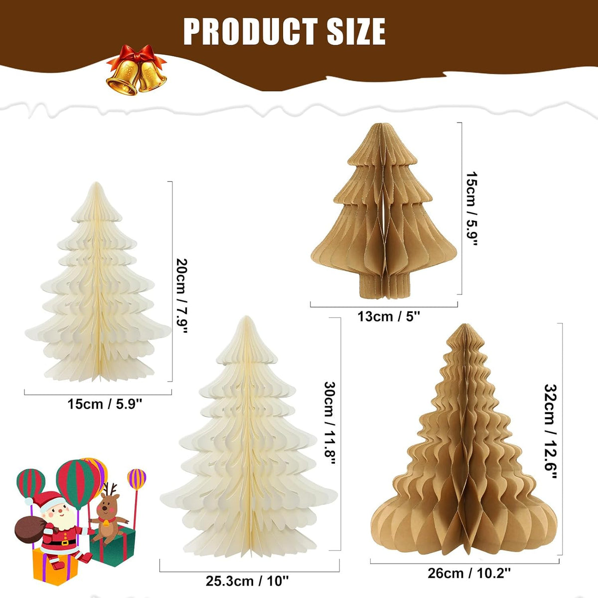 4 Pcs Honeycomb Christmas Tree, 3D Paper Trees Table Centerpiece, 6-12.6" Christmas Tree Home Decoration Indoors Christmas Decorations Xmas Party Holiday Decor