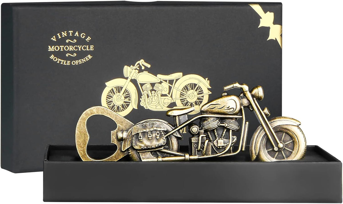 Motorcycle Bottle Opener Gifts for Men Dad, Vintage Motorbike Beer Bottle Opener with Gift Box, Cool Biker Gifts for Husband Grandpa Boyfriend, Fathers Day Christmas Birthday Stocking Stuffers