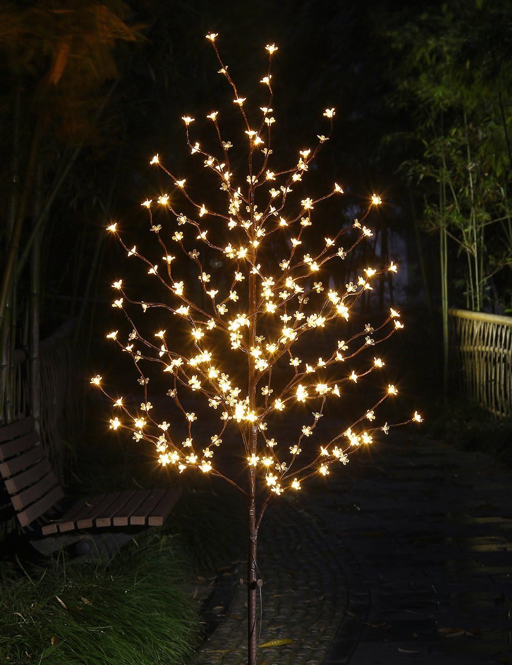 Lightshare 6.5FT 208 LED Cherry Blossom Tree, Lighted Artificial Tree for Decoration Inside and Outside, Home Patio Wedding Festival Christmas Decor