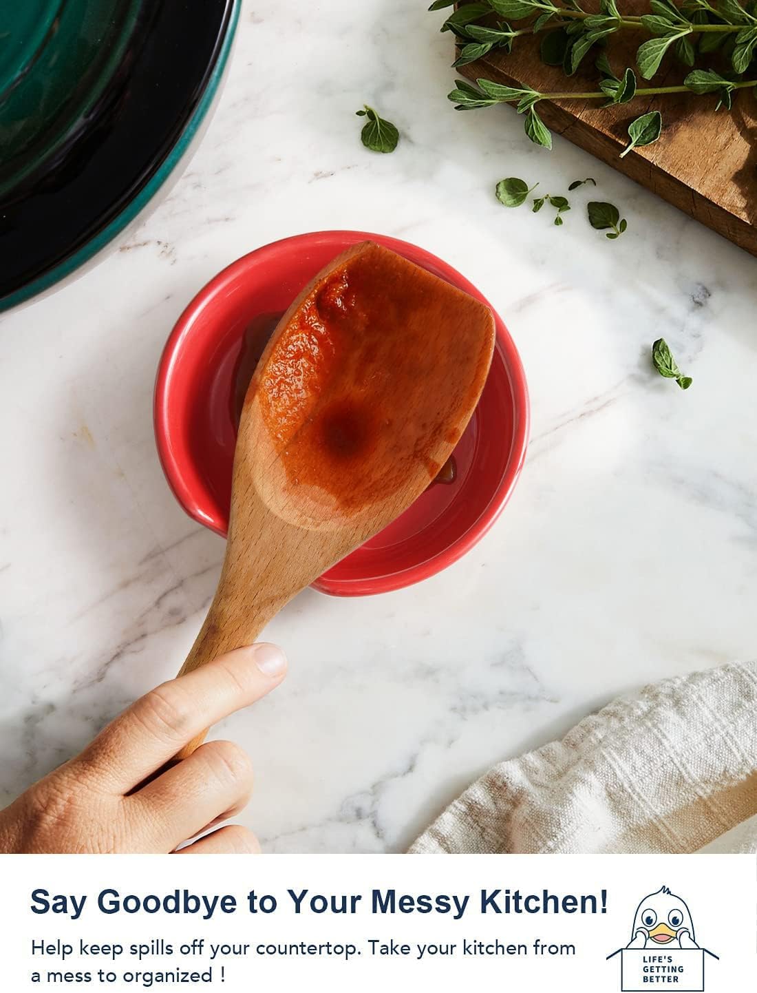 LE TAUCI Ceramic Spoon Rest, 4.8 Inch, Christmas Red