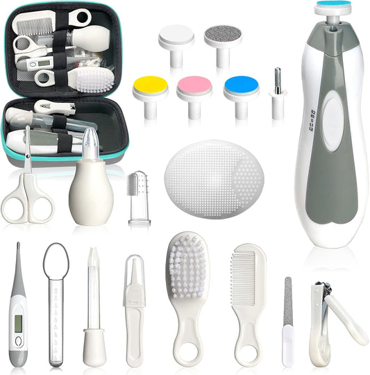 20 in 1 Baby Grooming and Healthcare Kit Portable Newborn Essentials Set Grey White