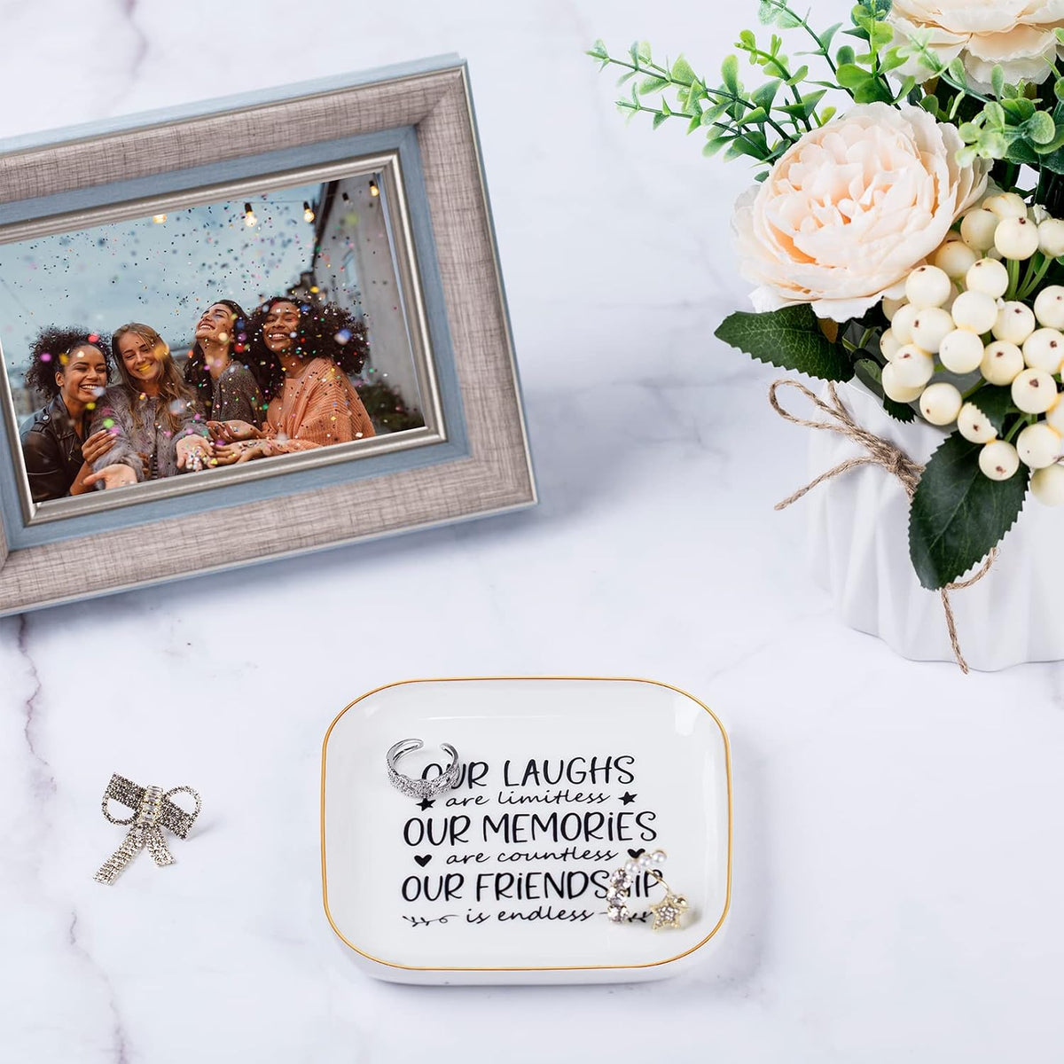 Piudee Friendship Gifts for Women Best Friends Birthday Gift Jewelry Dish