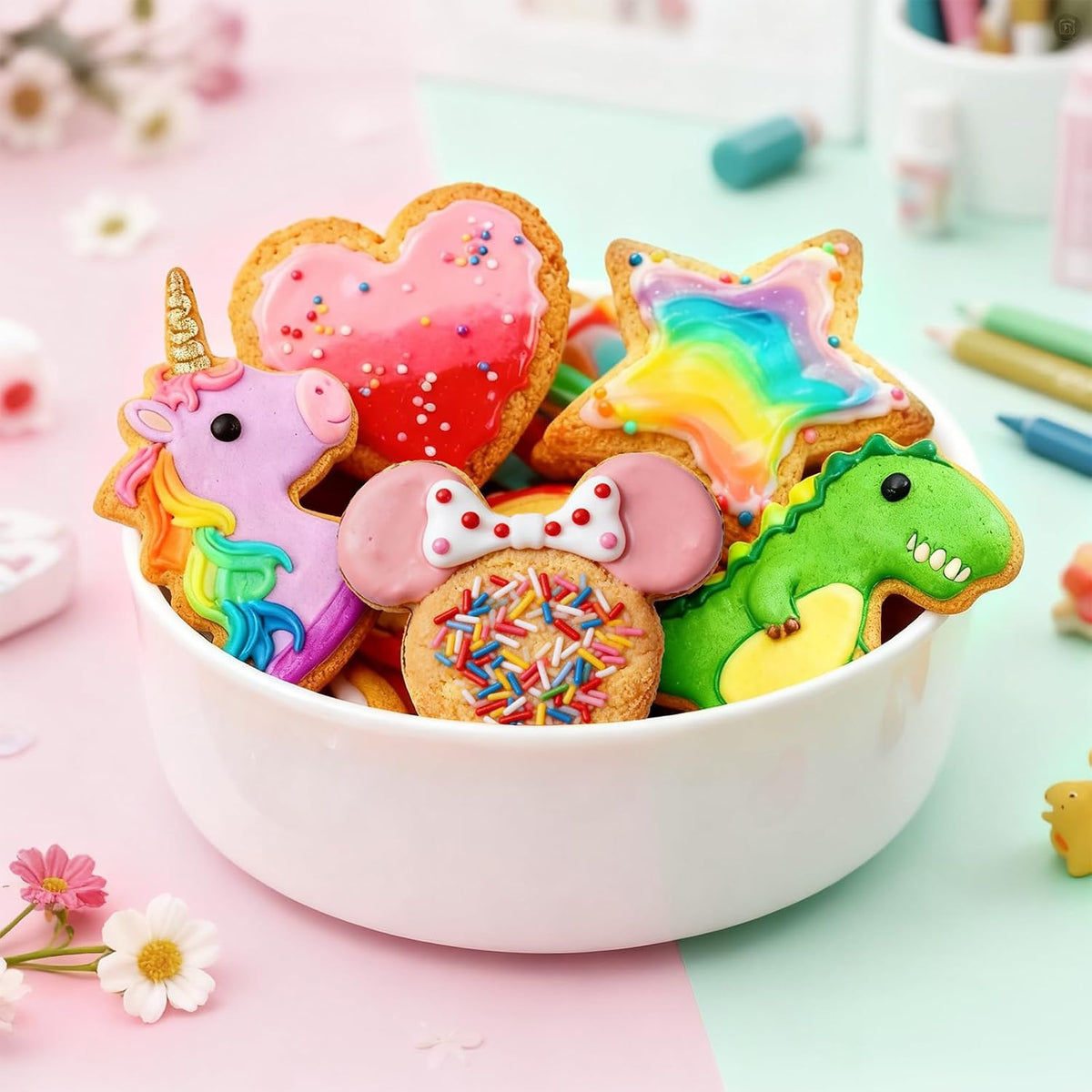 Stainless Steel Cookie Cutters, Mickey Unicorn Dinosaur Heart Star