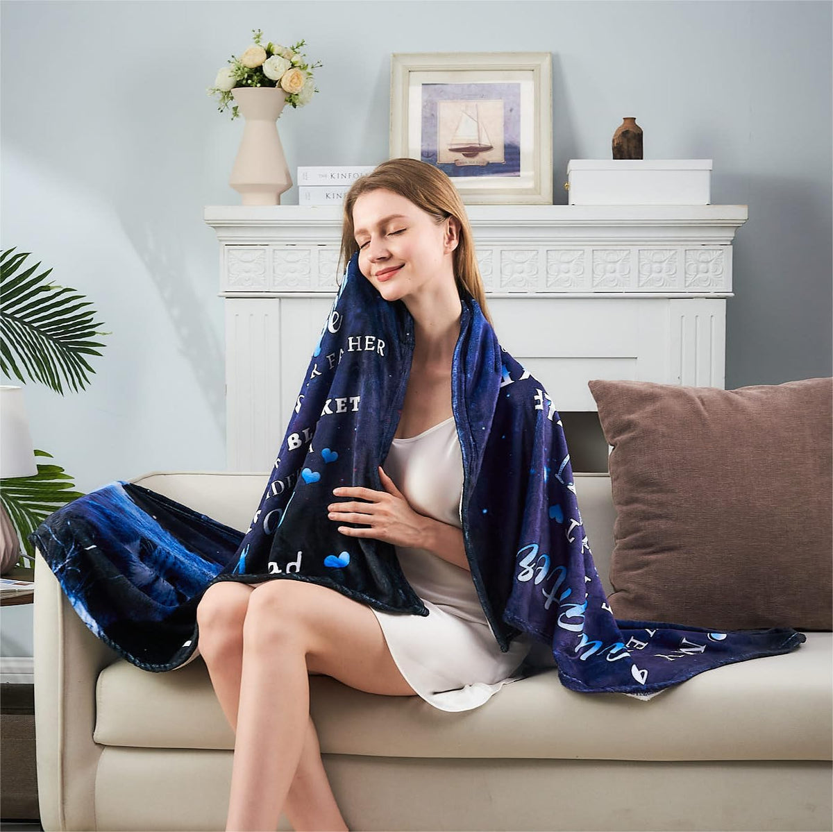 to My Nephew Gifts Blanket from Uncle, Blue Lion Blankets for My Nephew, Gifts from Uncle or Aunt, Christmas Auntie to Nephews Birthday Gift Super Soft Flannel Blanket for Bed Sofa Decor 50"x60"