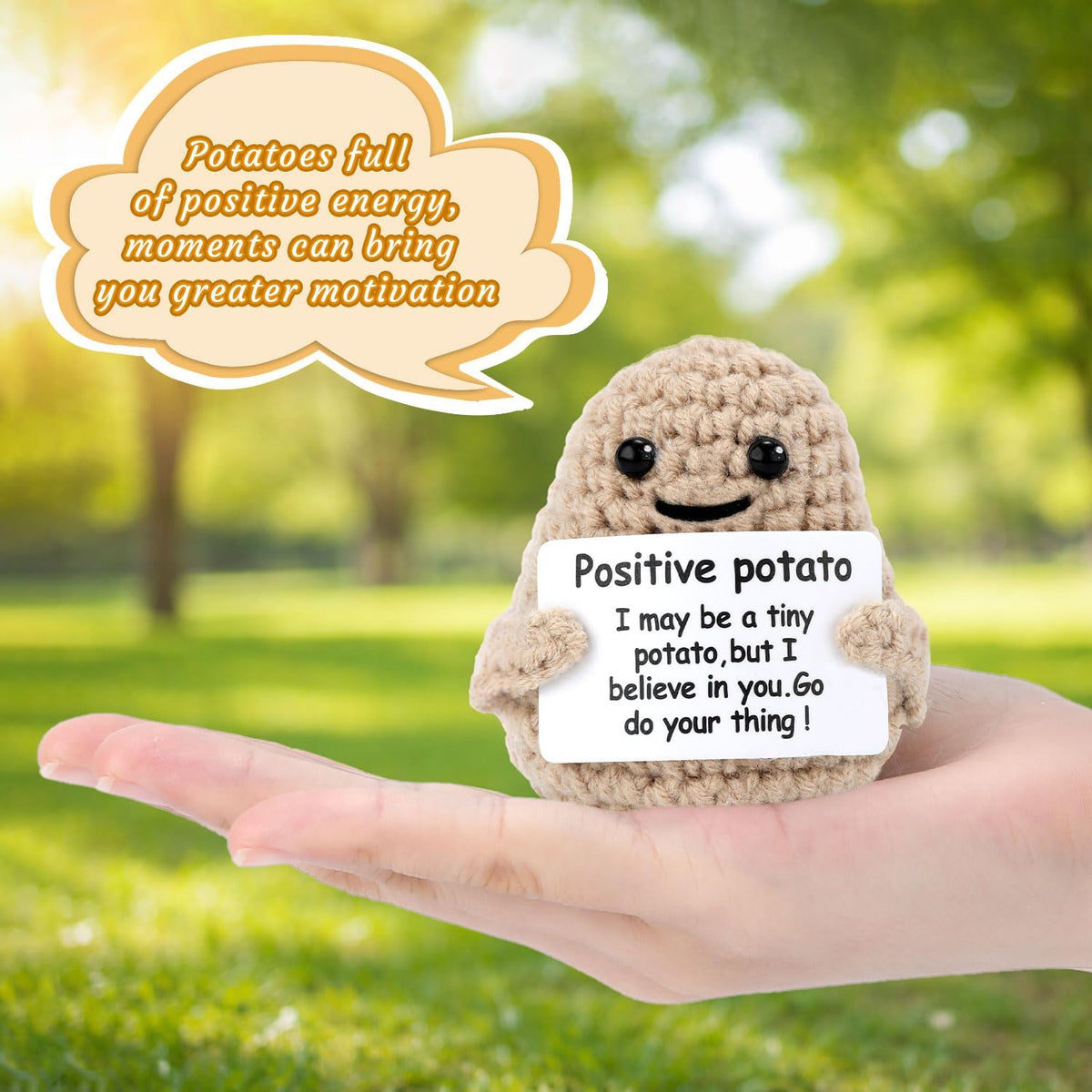 Mini Funny Knitted Wool Crochet Potato Doll Toy with Positive Card
