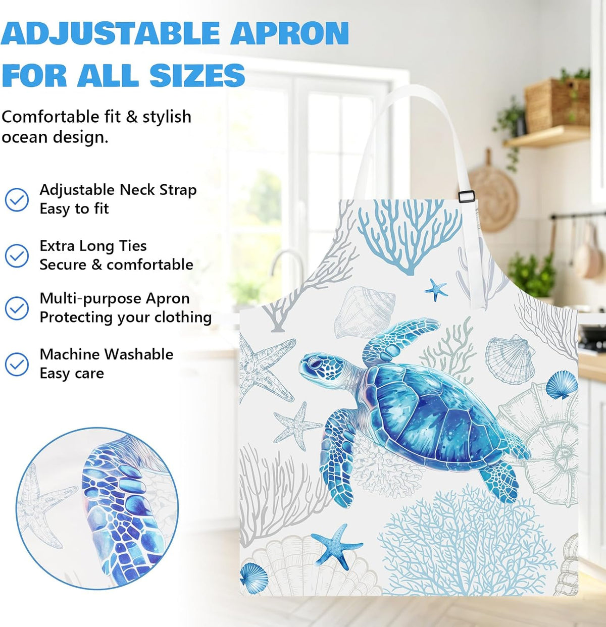 HUFAND 8 Pcs Sea Turtle Gifts for Women Kitchen Decor Cooking Utensils Set
