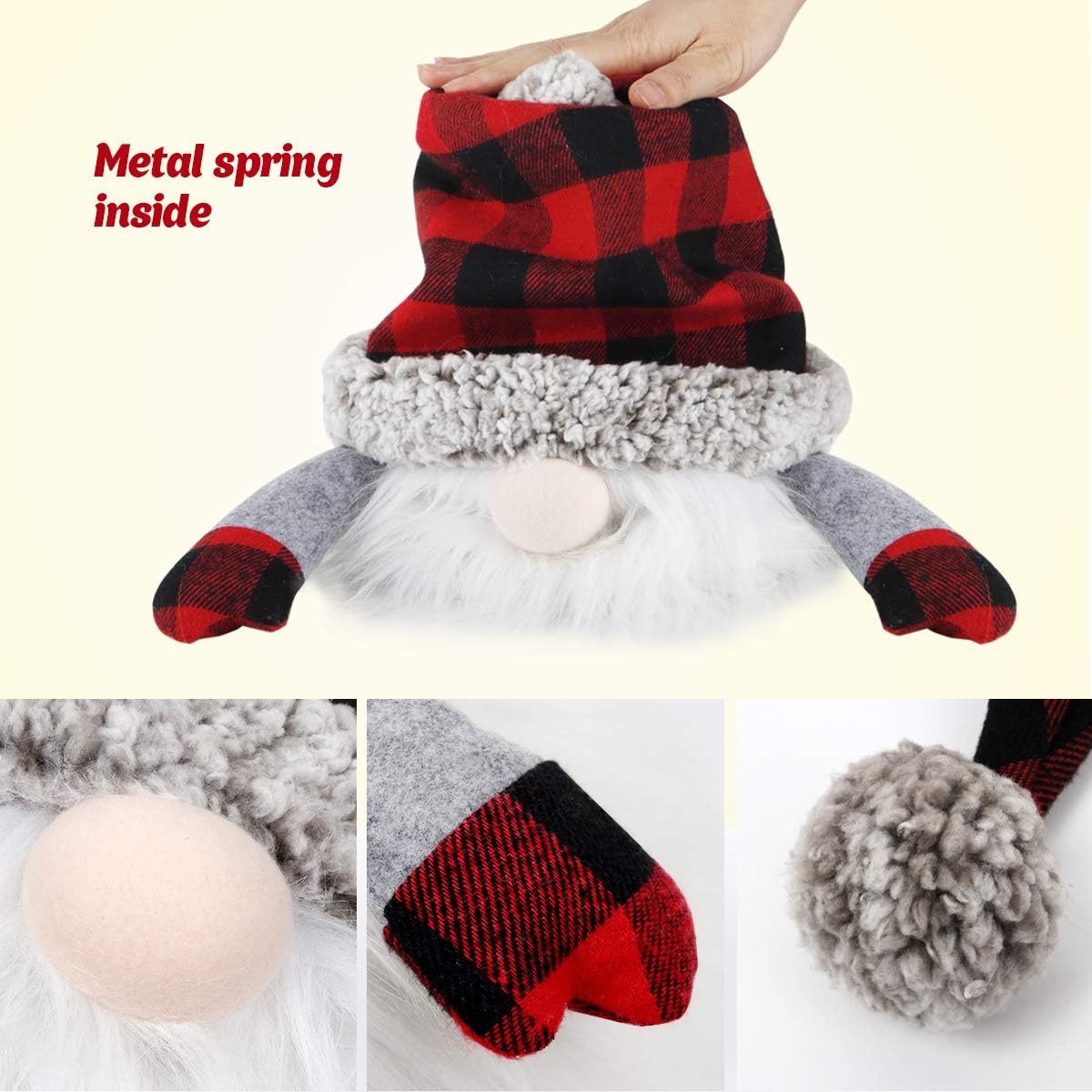 D-FantiX Gnome Christmas Tree Topper, 27.5 Inch Large Swedish Tomte Gnome Christmas Ornaments Santa Gnomes Plush Scandinavian Christmas Decorations Holiday Home DÃ©cor with Plaid Hat
