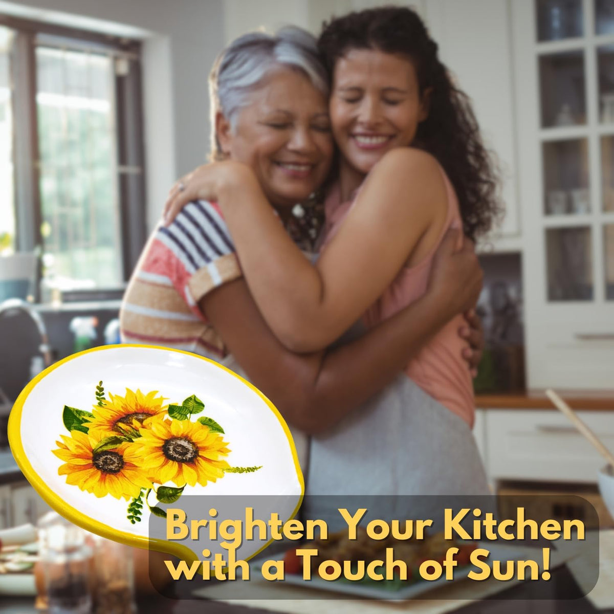Sunflower Kitchen Decor - Sunflower Spoon Rest, Ceramic Spoon Rest for Stove Top, Large Spoon Rest for Kitchen Counter Decor, Farmhouse Cute Utensil Holder Spoon Holder - Sunflower Christmas Gifts