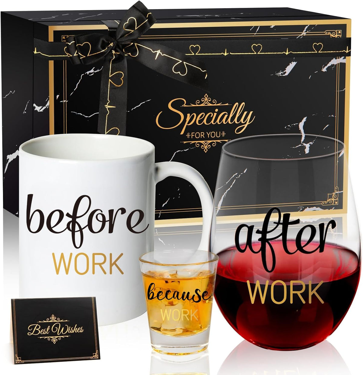 Before Work After Work Because Work Cup Drinkware Gift Set for Men Women