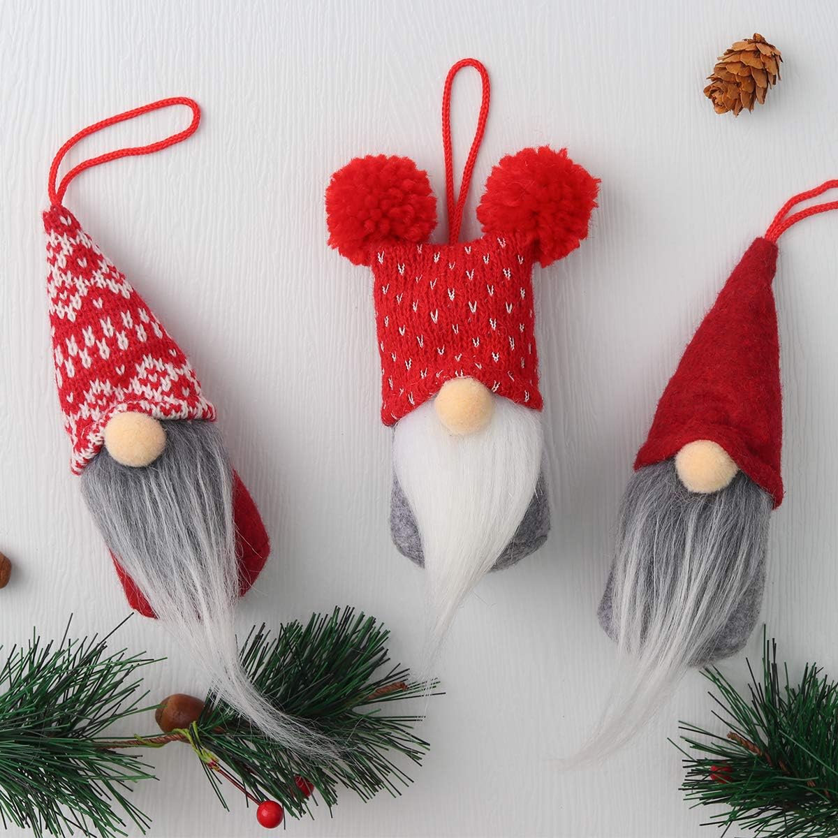 D-FantiX Gnome Christmas Ornaments Set of 6, Handmade Swedish Tomte Gnomes Decorative Ornaments Plush Christmas Decorations Tree Hanging Scandinavian Santa Elf Home Table Decor 2026
