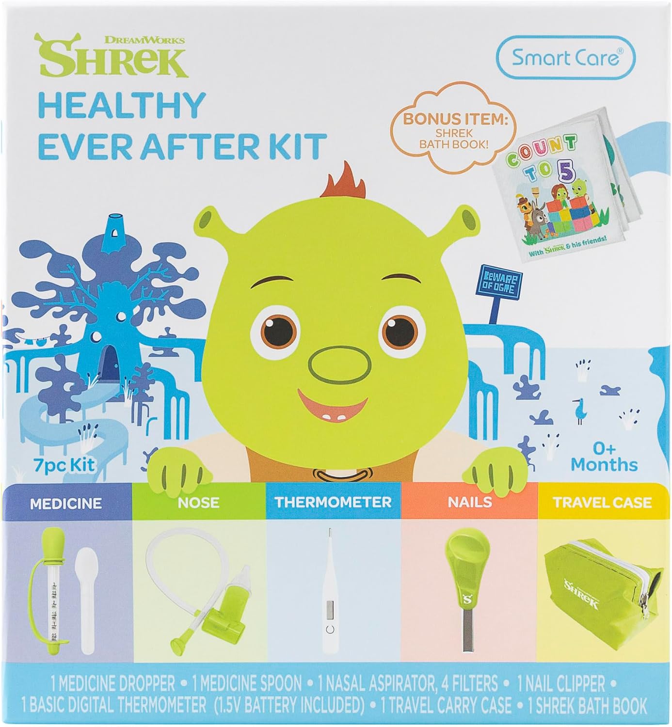 Shrek Baby Healthcare Kit Newborn Essentials 7 Piece Baby Gift Set