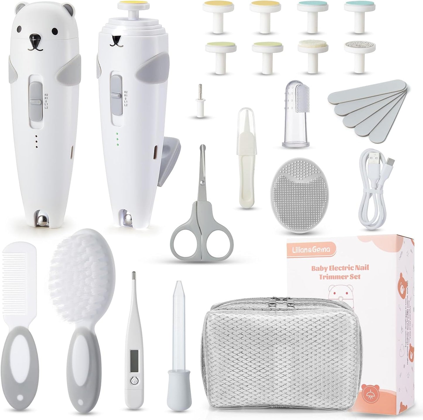 Baby Healthcare Grooming Kit 28in1 Electric Nail Trimmer Rechargeable Nursery Set