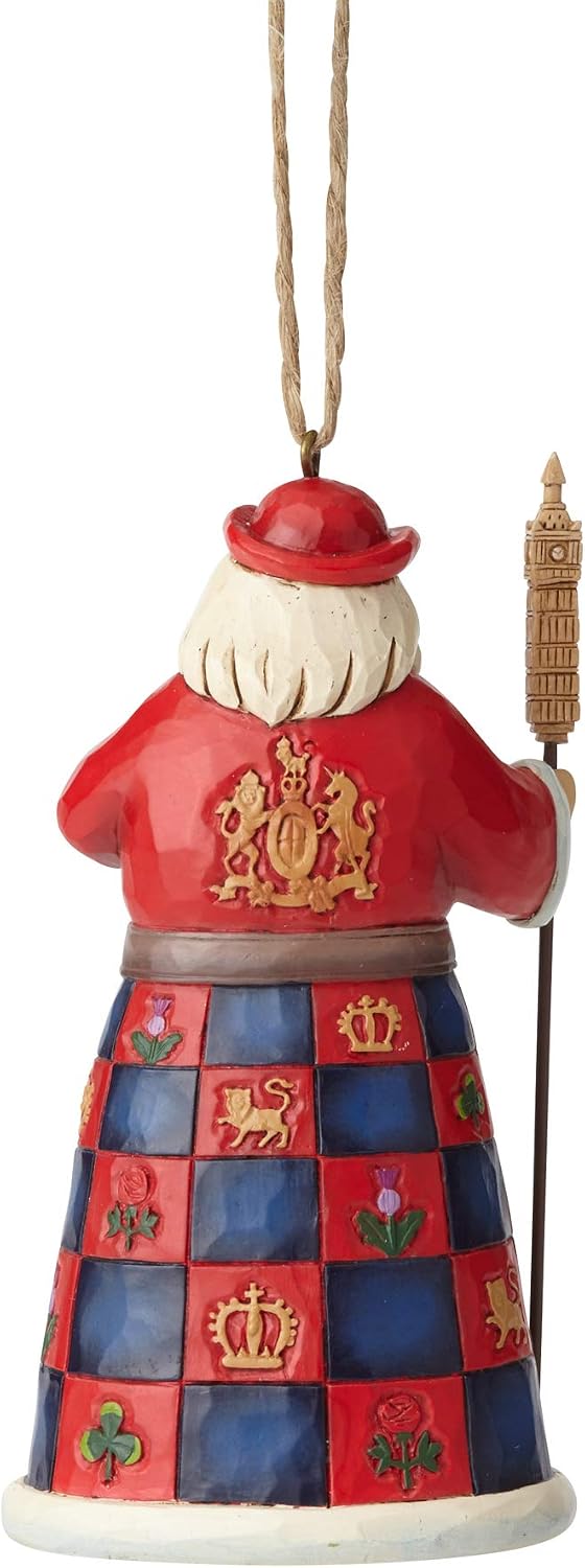 Enesco Jim Shore Heartwood Creek British Santa Hanging Ornament, 4.5", Multicolor for Christmas