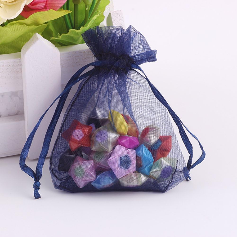 Wudygirl 100 PCS Organza Bags 4"x6" Gift Bags with Drawstring Navy Blue