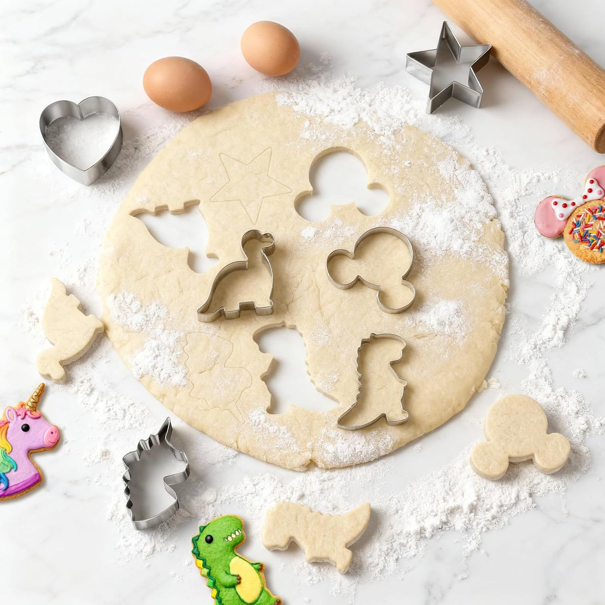 Stainless Steel Cookie Cutters, Mickey Unicorn Dinosaur Heart Star