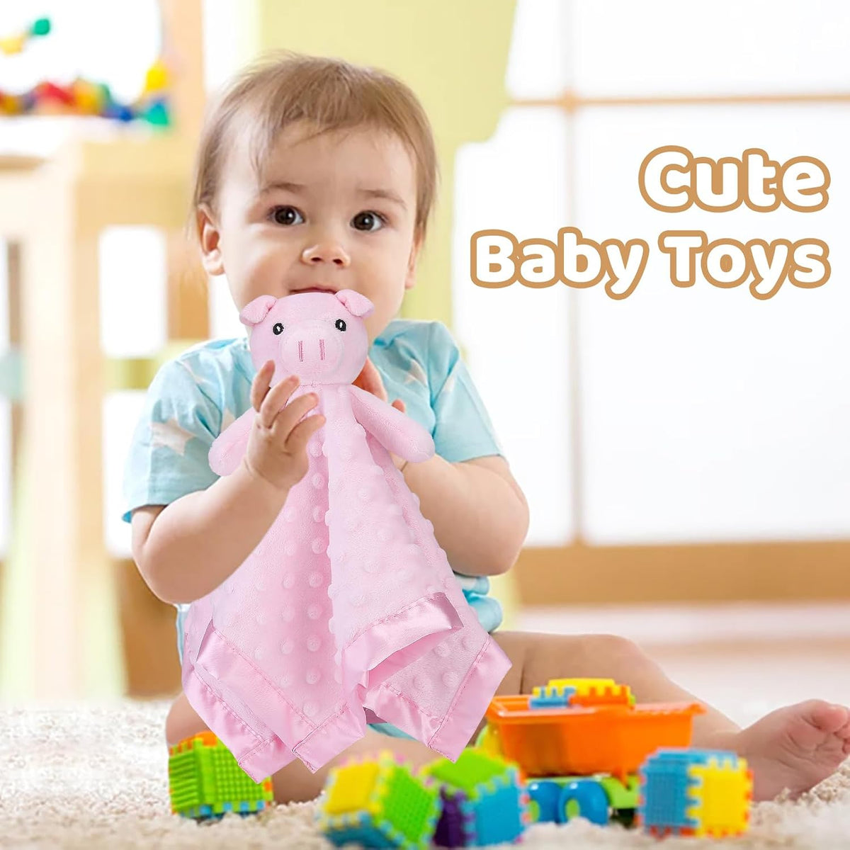 Pro Goleem Pig Loveys for Babies, Soft Security Blanket Baby Snuggle Toy Newborn Stuffed Animals Christmas Baby Gifts for Boys and Girls, 16 Inch