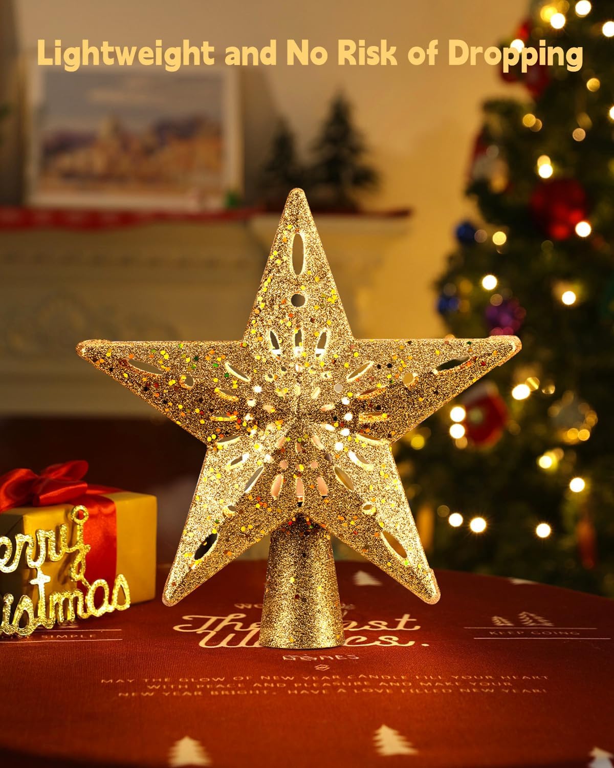 Brightown Christmas Star Tree Topper with Snowflake Projector Lights