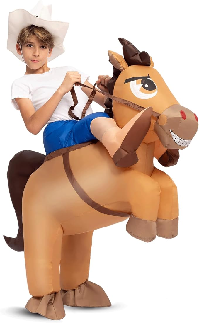 Spooktacular Creations Inflatable Horse Costume for Kids, Blow up Cowboy Costume, Horse Inflatable Suit for Halloween