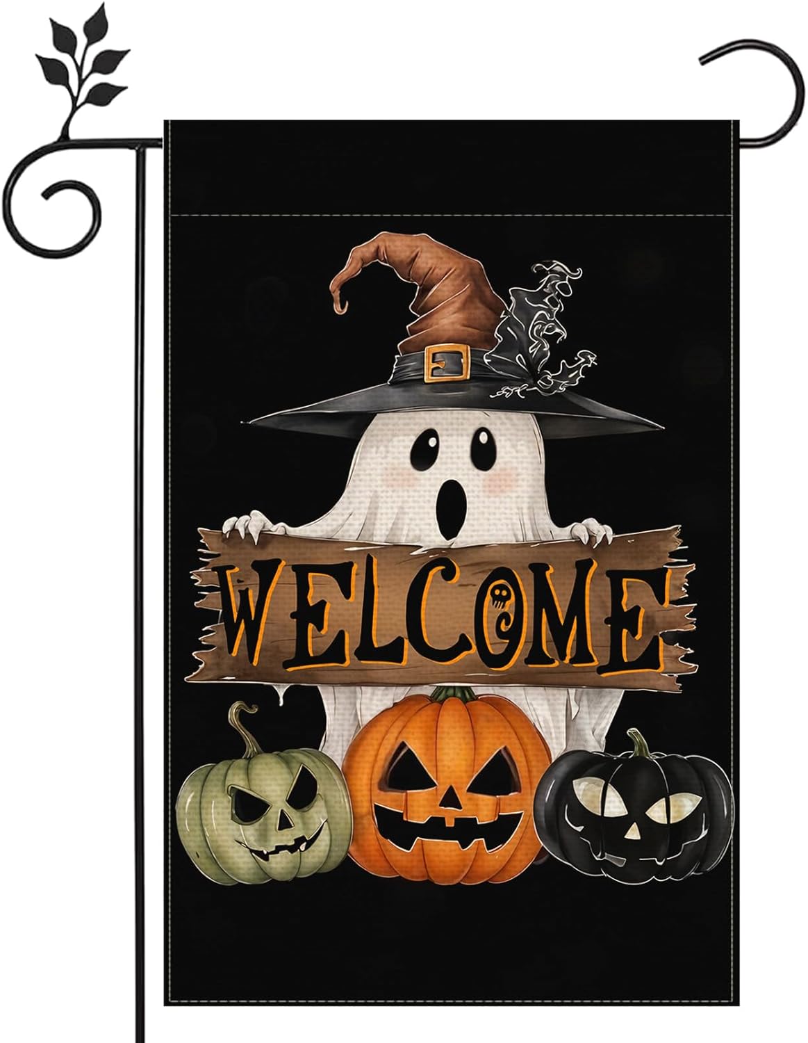12×18 in Boo Skull Welcome Halloween Garden Flag Double-Sided Ghost & Skull Yard Decor | USA Decoration®