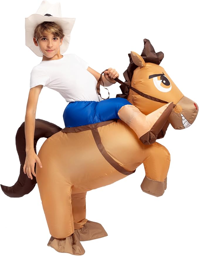 Spooktacular Creations Inflatable Horse Costume for Kids, Blow up Cowboy Costume, Horse Inflatable Suit for Halloween