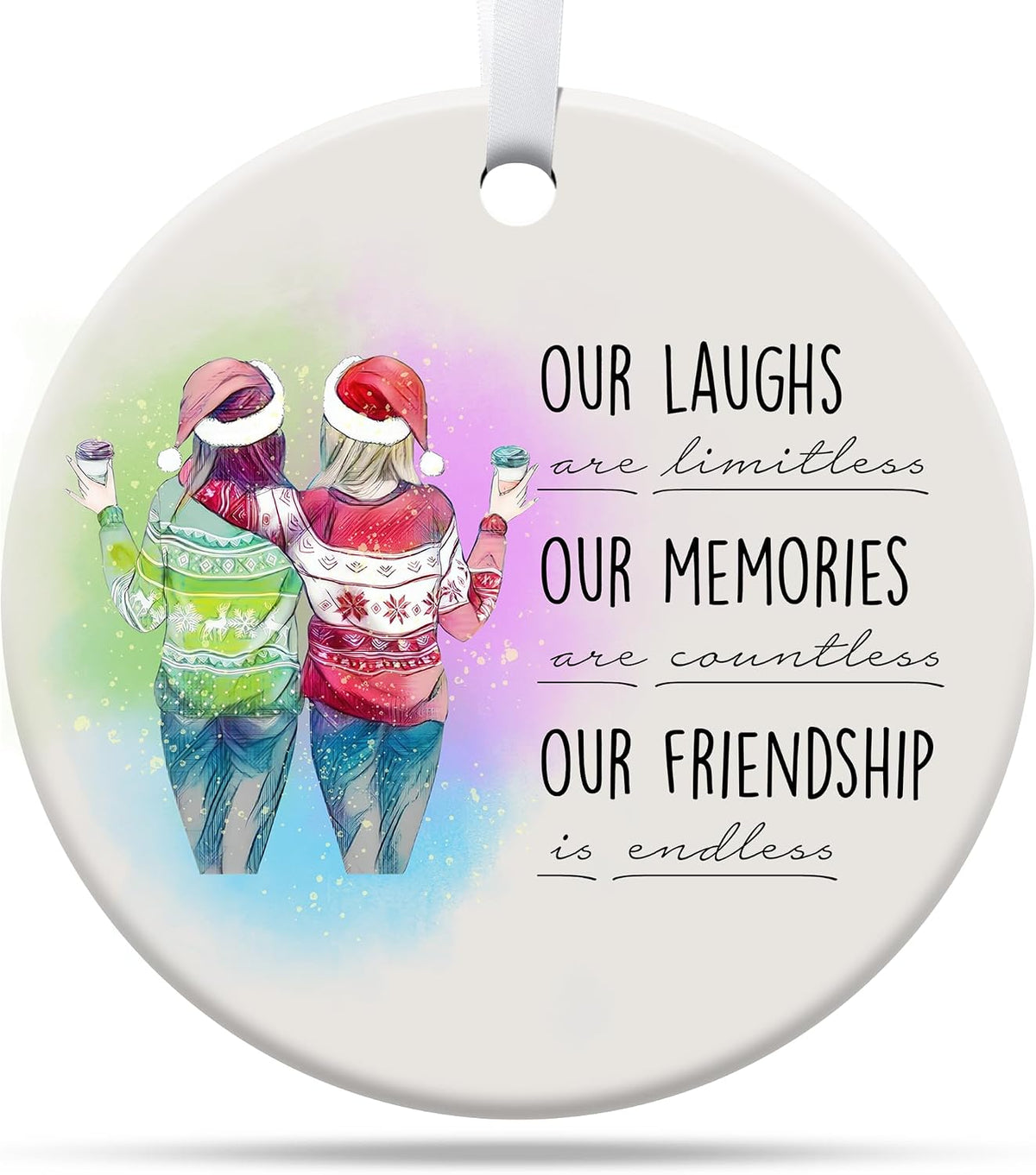 Gifts for Friends Women, Friends Christmas Ornaments, Bestie Gifts for Women, Best Friend Ornament Ceramic Ornament