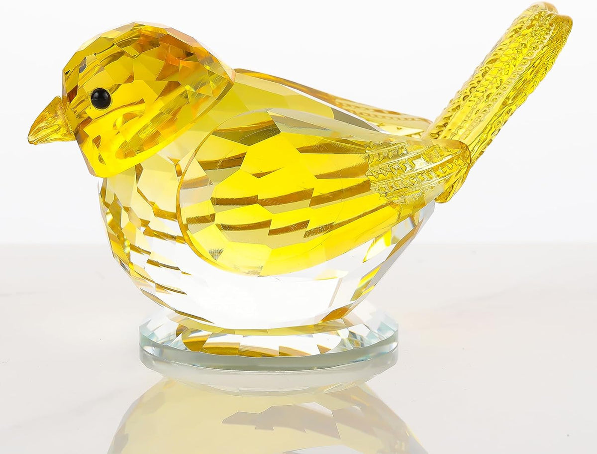 Arikyrist Hand Blown Glass Yellow Bird Gifts for Women Birds Decor for Home